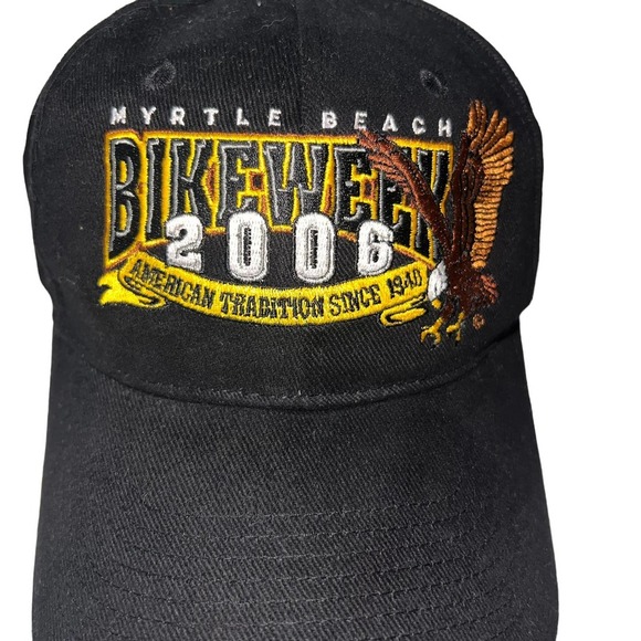 Bike Week 2006 Myrtle Beach Black Self Fastening Trucker Cap NWOT - Picture 2 of 10